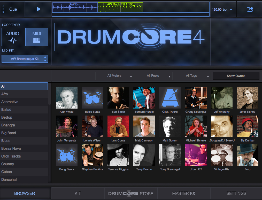 DrumCore 4 audio and MIDI drum loops